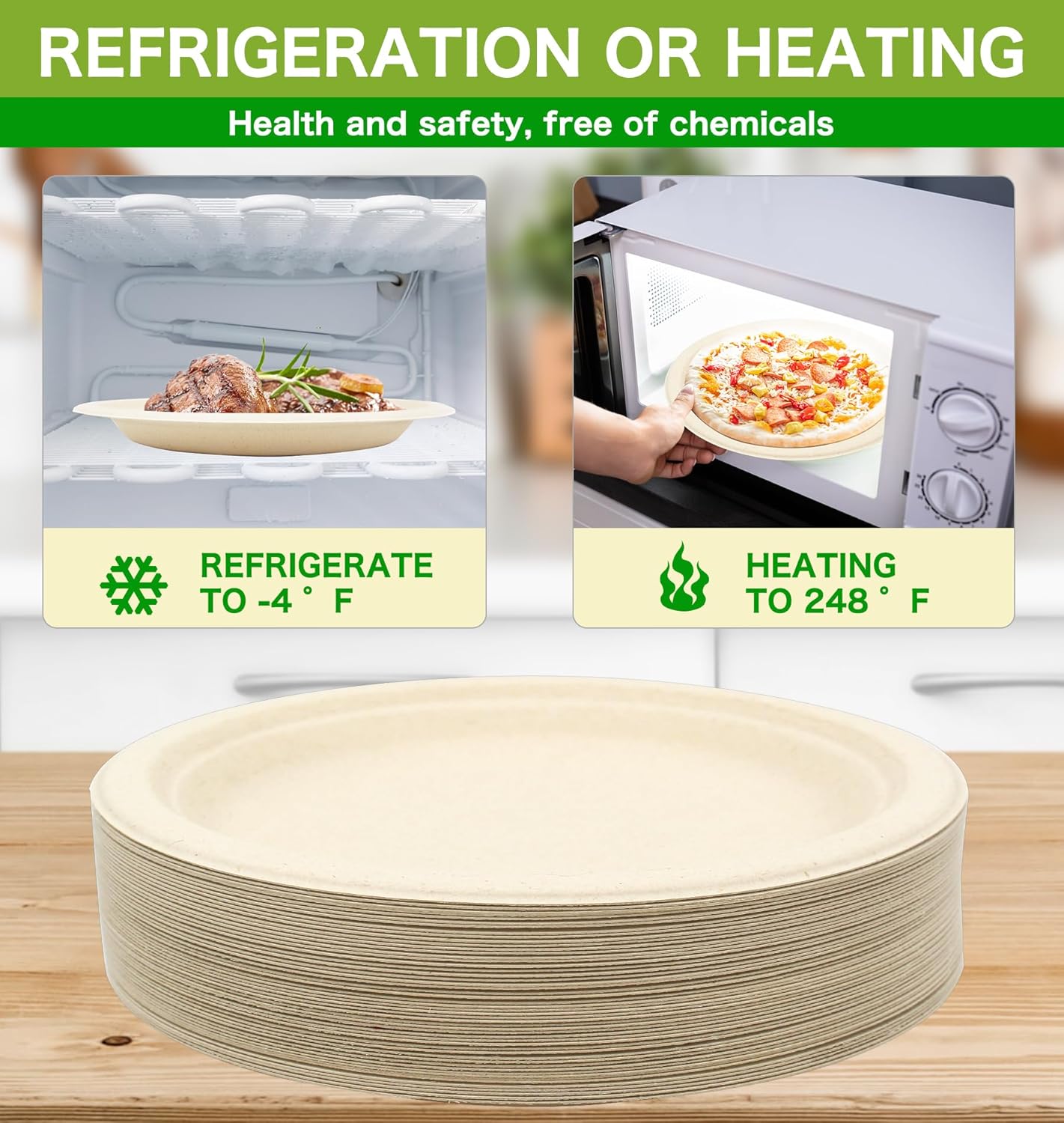 50-Pack 7” Compostable Paper Plates – Heavy-Duty, Eco-Friendly