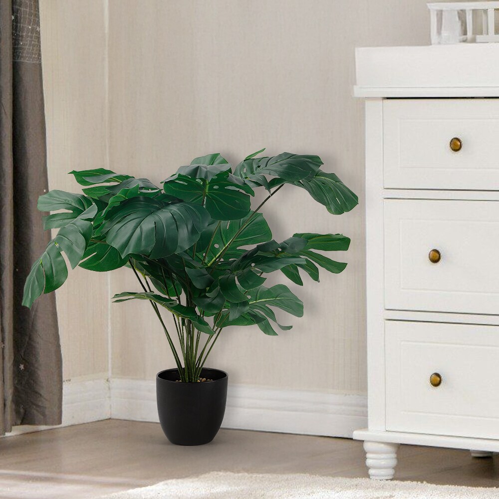 Living Real Looking Artificial Plant in Pot, Faux Plant for Indoor Decor, Green Potted Plant