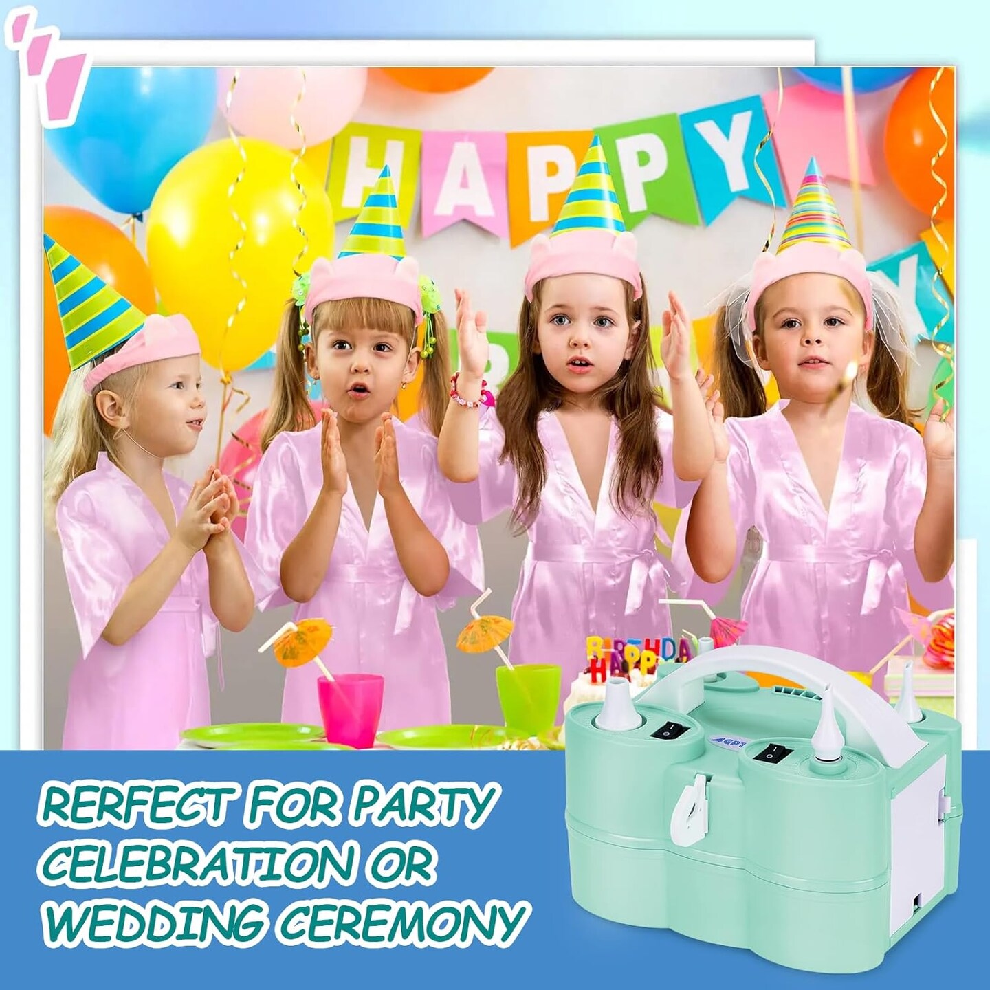 Air Pump for Inflatables and Balloon Electric Air Balloon Pump 600W for Latex 260Q Foil Balloons with Hose Extension Quick-Fill Inflator Deflator