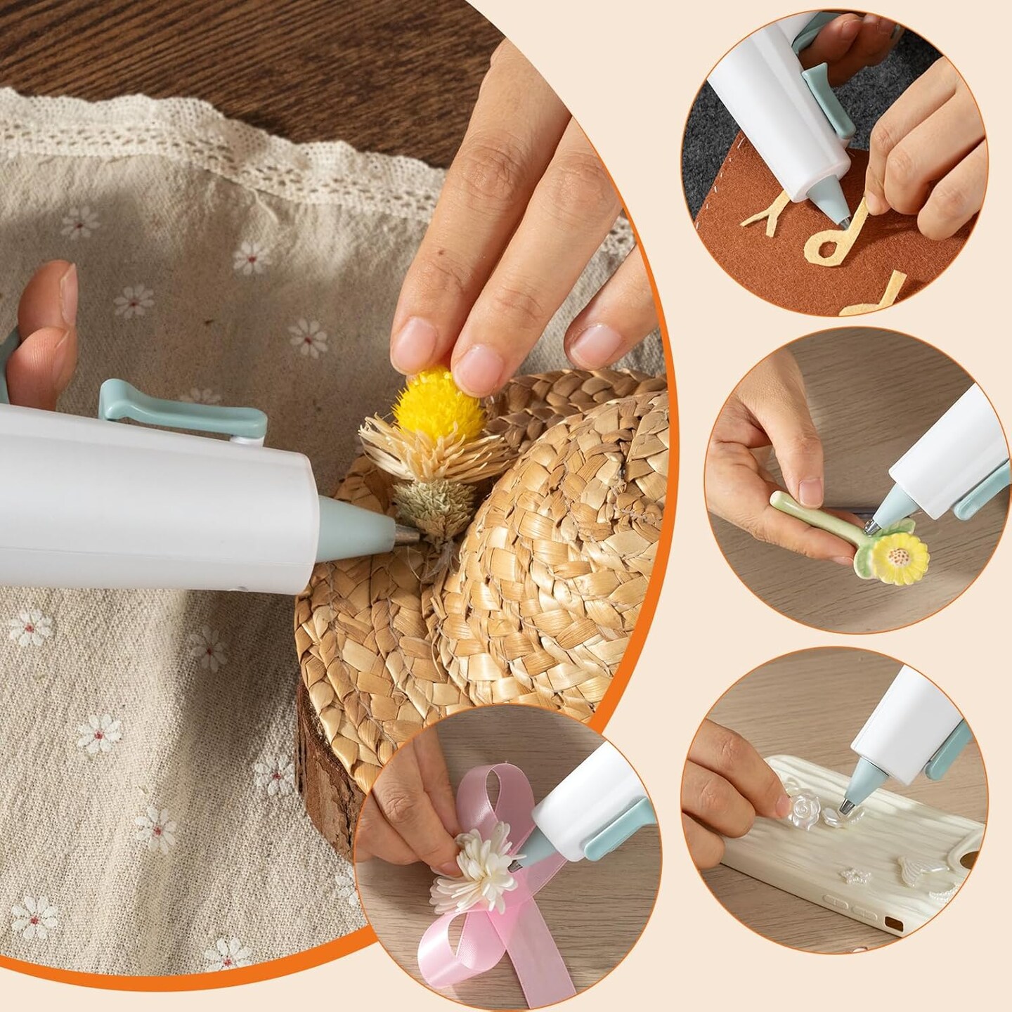 Cordless Hot Glue Gun - Auto Shut-off, 2600mAh Battery, USB-C Rechargeable, Wireless Hot Glue Gun Kit with 20 Mini Glue Sticks, Portable & Rechargeable Cordless Glue Gun for Crafts Arts DIY