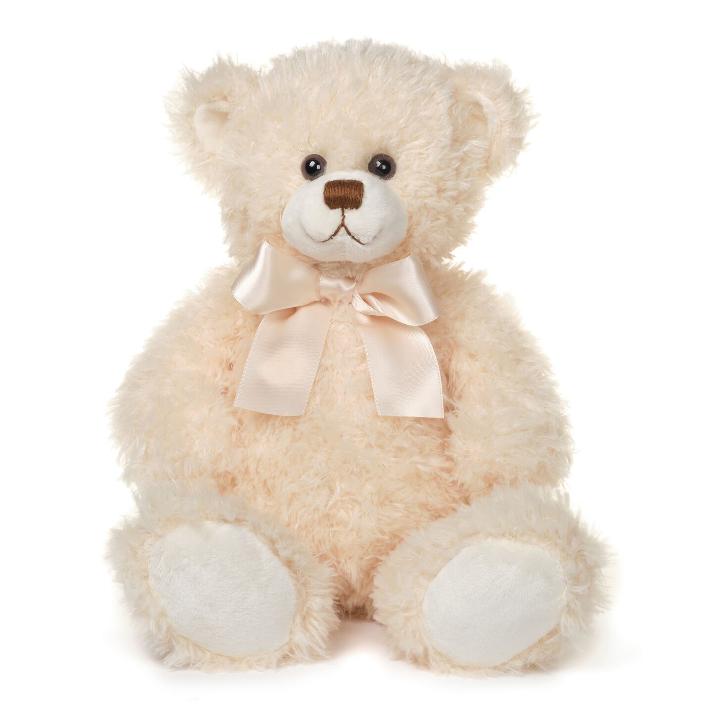 Bearington Brumby White Teddy Bear Stuffed Animal Plushie - 17" Soft-Fur Classic Plush Teddy Bears with Satin Bow - Cute, Cuddly Stuffed Bears Plush Toy Gift for Kids, Babies, Friends or Loved Ones
