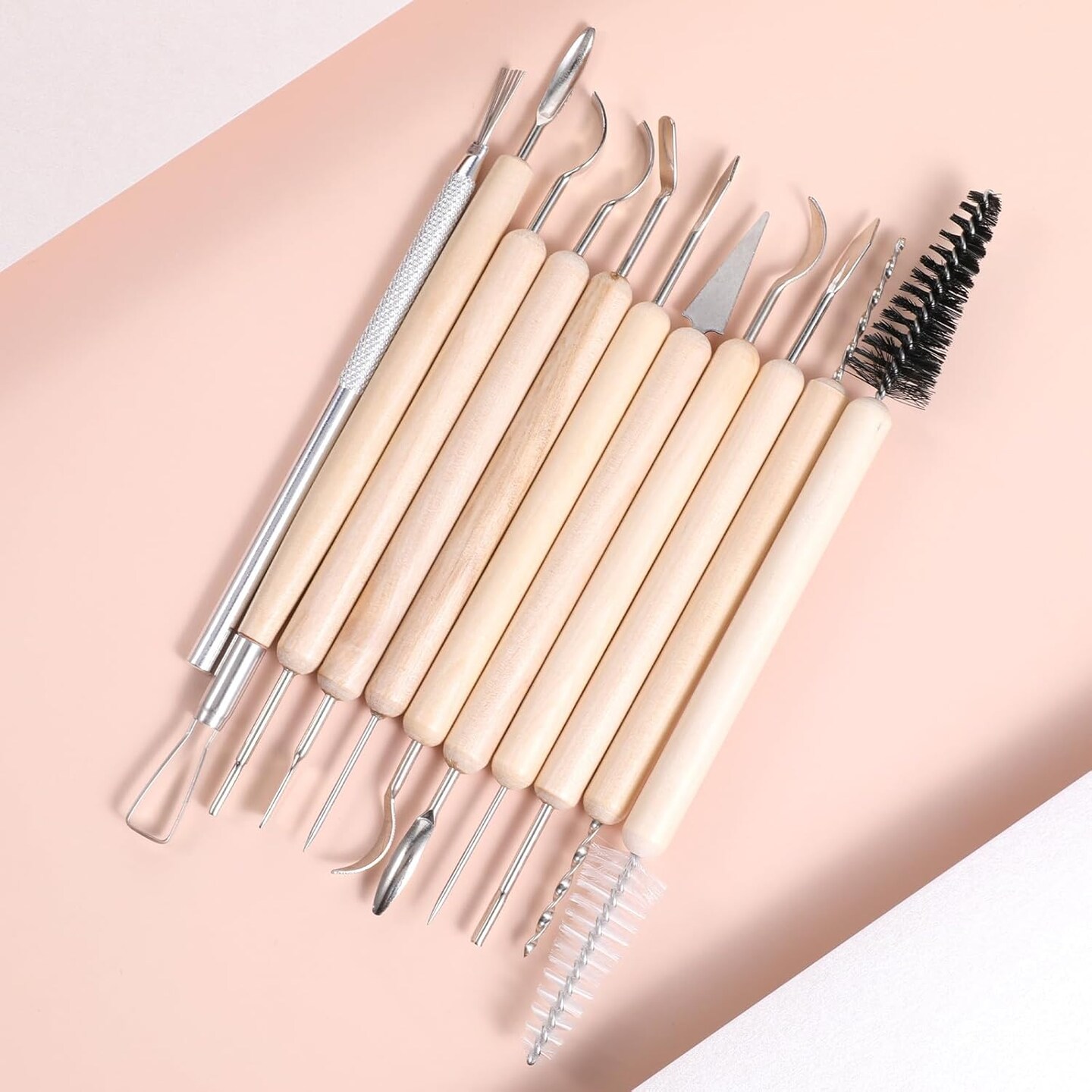 11PCS Clay Tools Wooden Pottery Sculpting Tools Polymer Clay Tools Double-Head Ceramic Modeling Tool