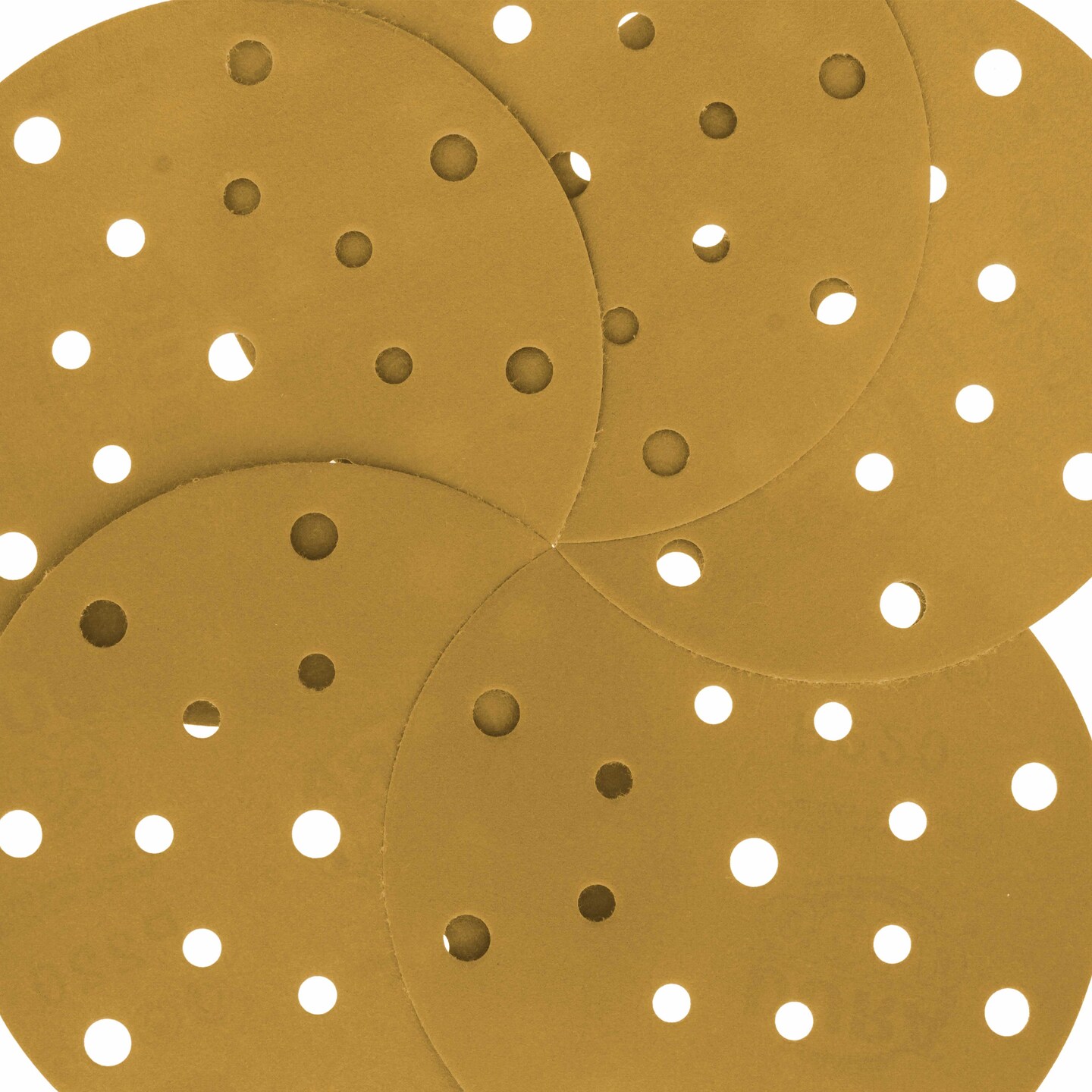 220 Grit - 6&#x22; Gold Sanding Discs - 17-Hole Pattern Hook and Loop for DA Sander - Box of 50