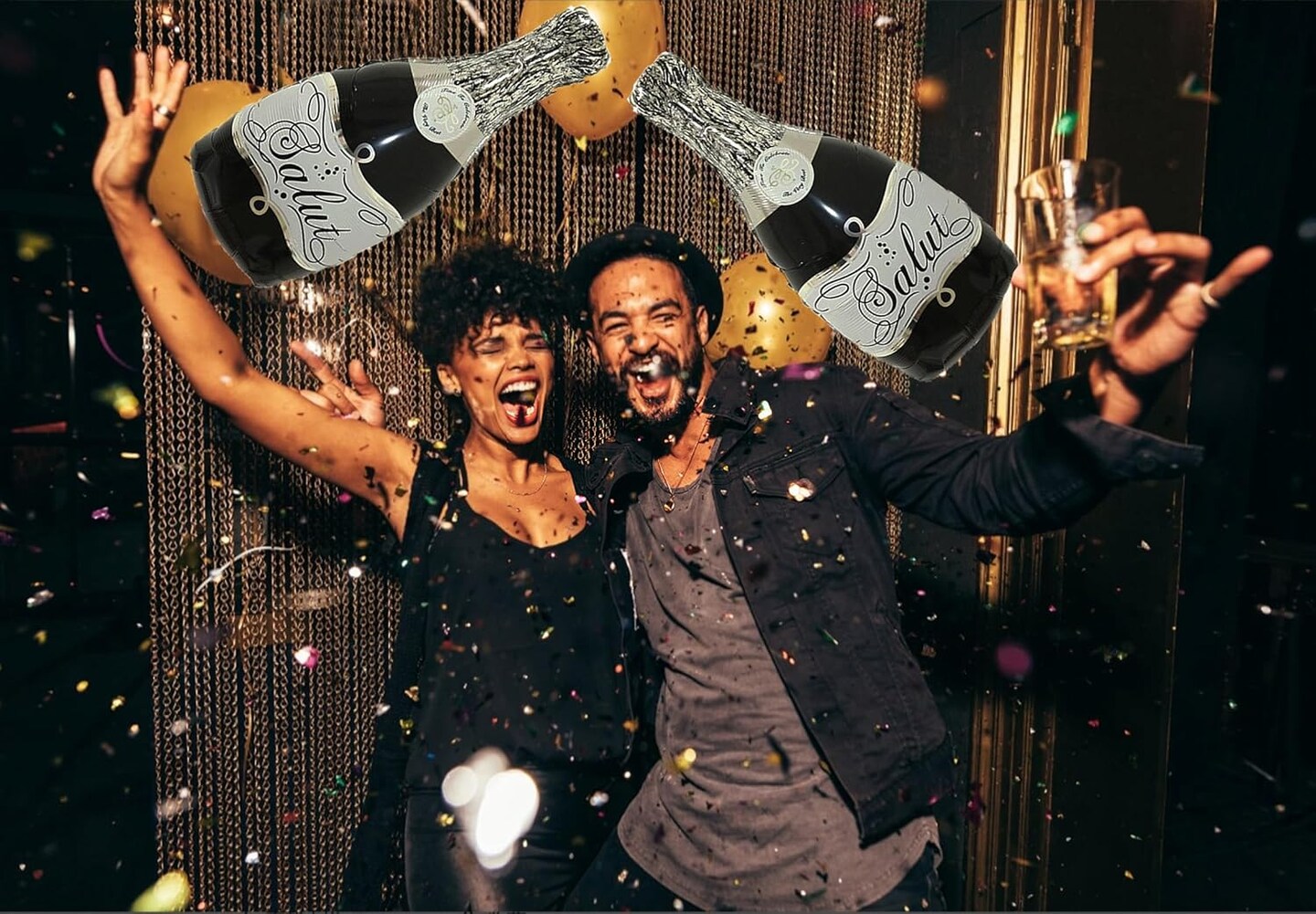 Black Champagne Bottle Balloons Salut Foil Aluminum Balloon Birthday Party Supplies Baby Shower Wedding Engagement Party Decorations