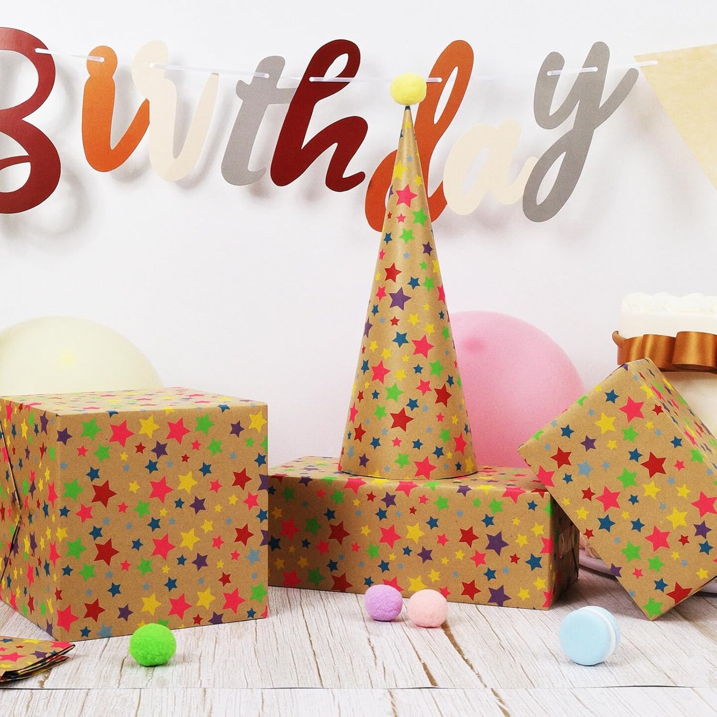 Birthday Wrapping Paper Roll for Kids, 30 Inch x 33 Feet (83 sq. ft)