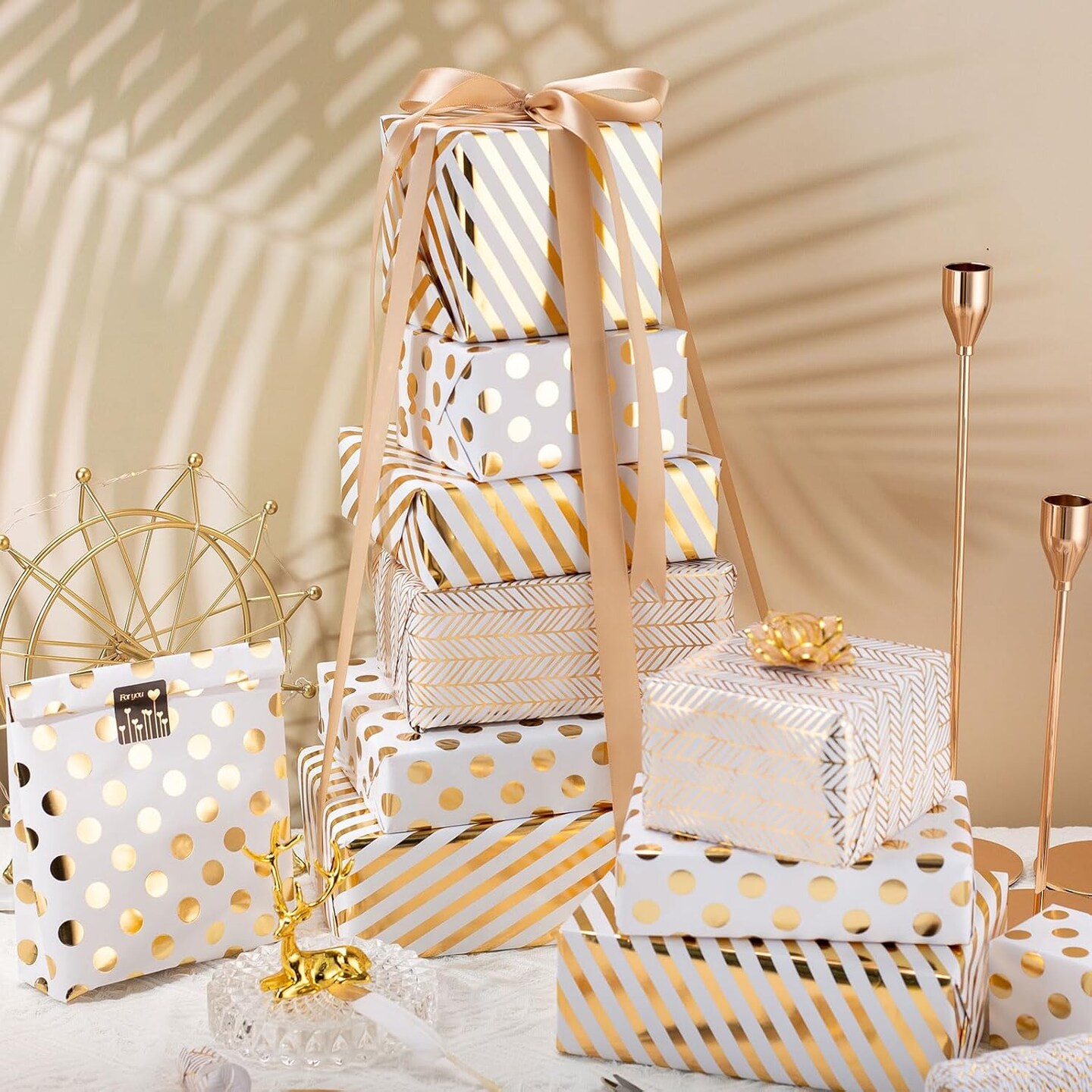 Gold Birthday Wrapping Paper Roll 17 inch x 120 inch Per roll