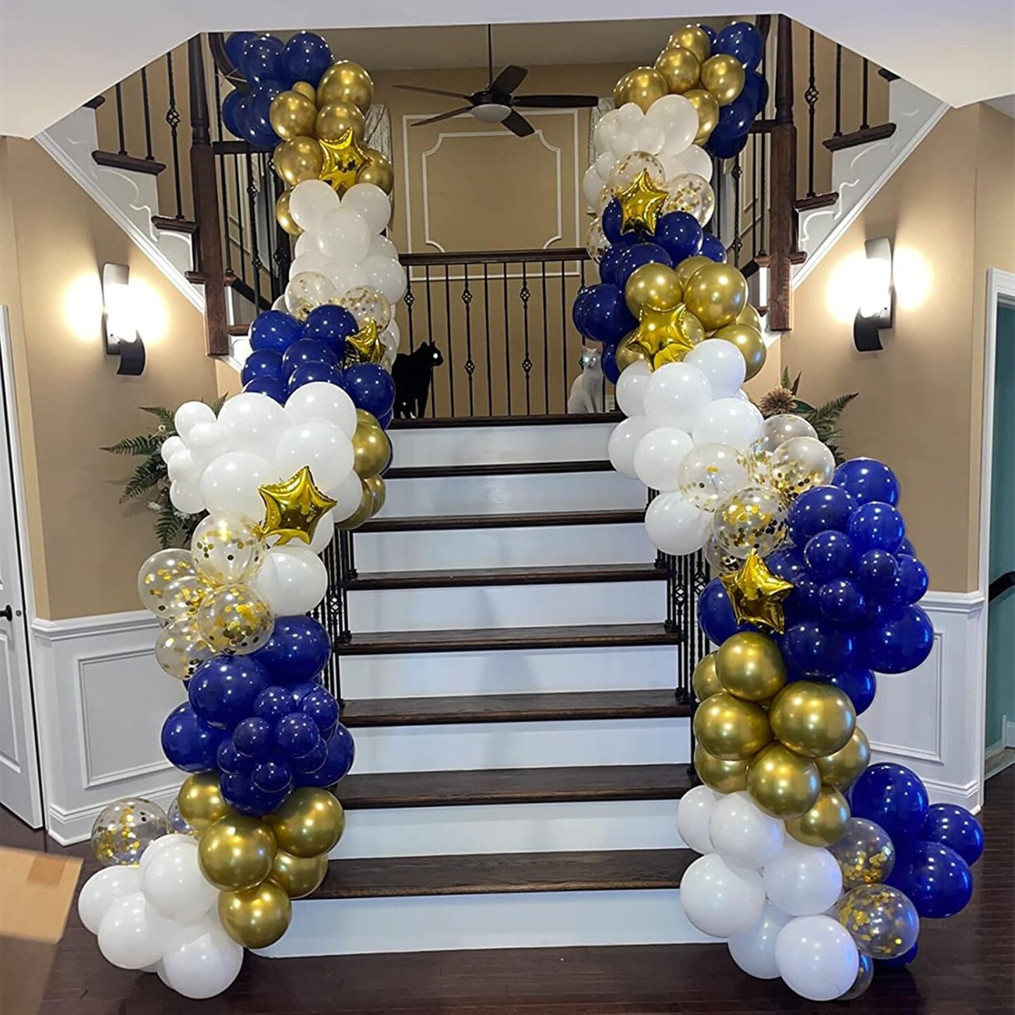 Balloons Royal Blue White Gold Balloons for Graduation Decorations Metallic Gold Confetti 12inch Dark Deep Blue White Latex Balloons Chrome Gold Balloons