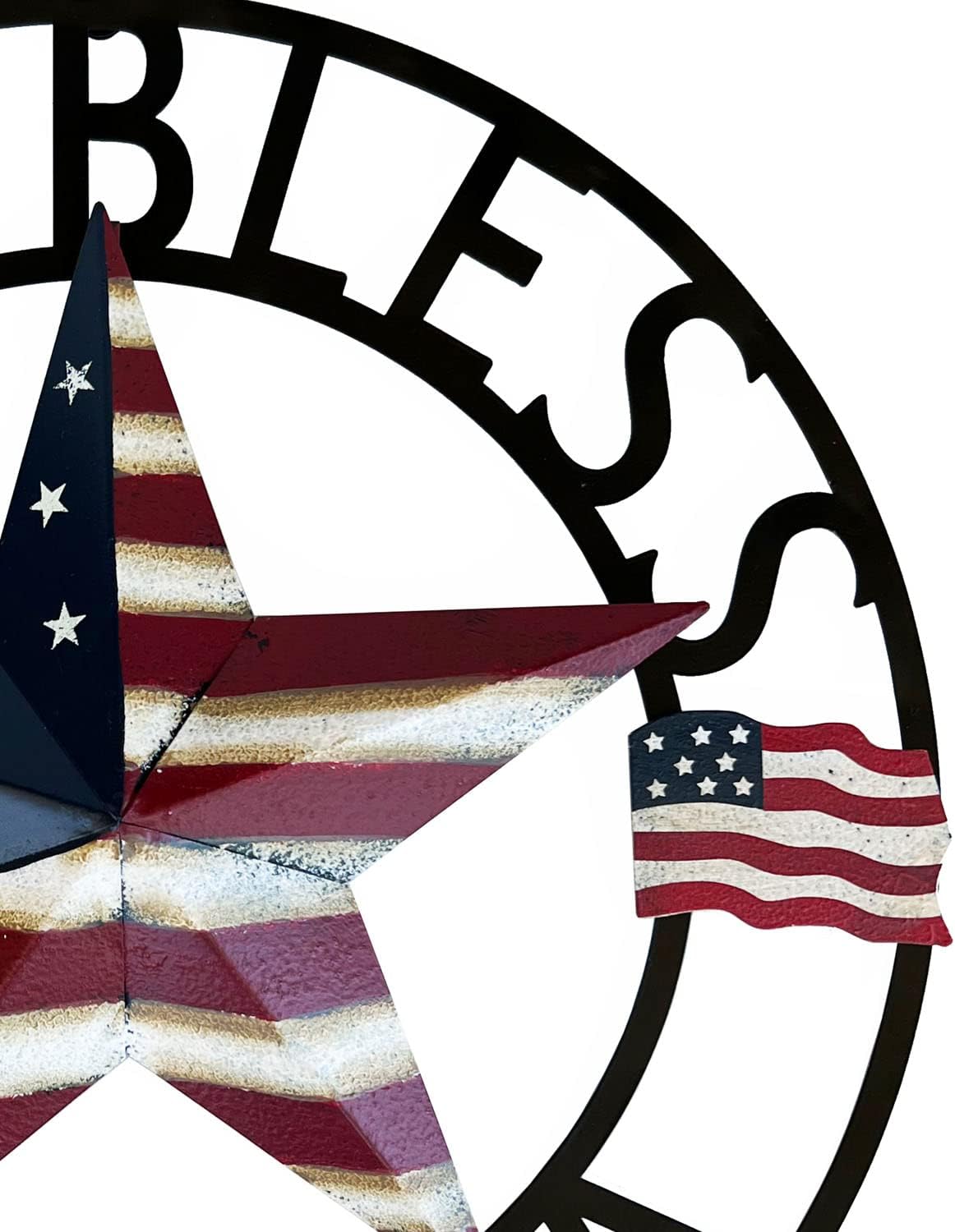 God Bless America Metal Star Hanging Welcome Signs Wall Decor Front Door Wreaths Garden Fence Patio Porch Yard Indoor Outdoor Patriotic Decorations 13&#x27;&#x27;H