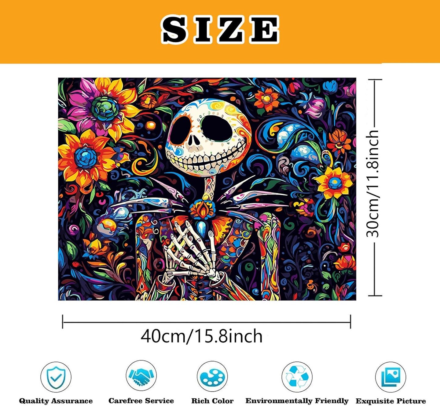 Jack Paint by Numbers Kit for Adults – Beginner-Friendly Halloween Canvas Painting, Easy Acrylic Paint by Numbers for Home Décor and Gifts (16 x 12 inches, Nightmare Before Christmas Design)