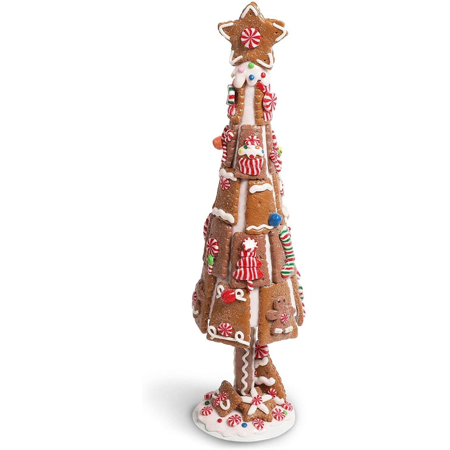 Okuna Outpost Gingerbread Christmas Tree, 15 Inch Christmas Decoration, Christmas Centerpiece for Table, Ideal Christmas Gift for Family and Friends