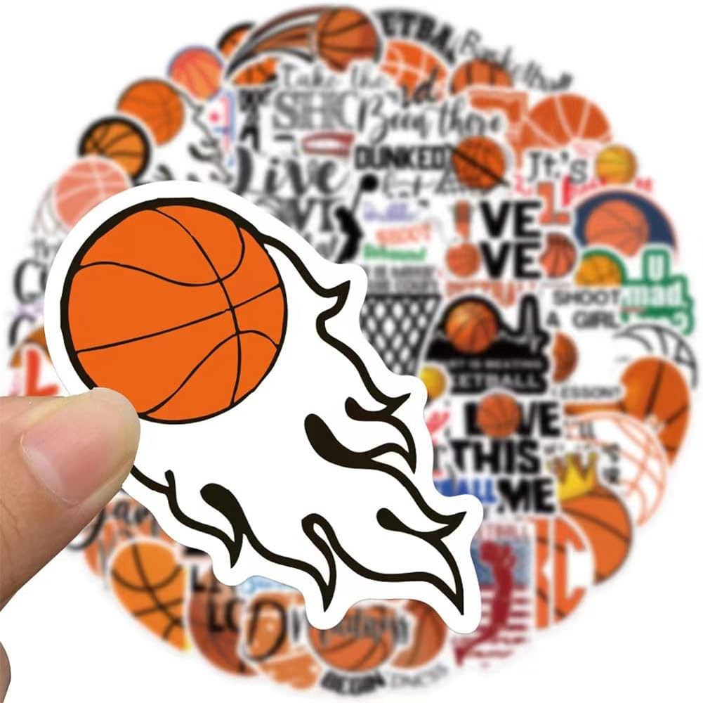 Basketball Stickers |50 Pcs Basketball Waterproof Vinyl Decals for Water Bottles Laptop Car Luggage Cup Computer Mobile Phone Skateboard D&#xE9;cor