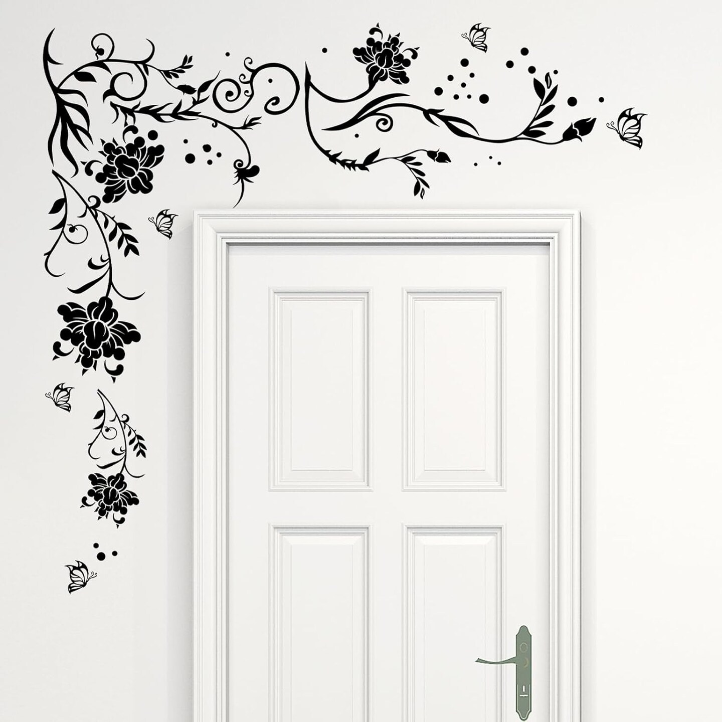 Supzone Flowers &#x26; Butterflies Wall Decals - DIY Black &#x26; Floral Wall Stickers for Bedrooms &#x26; Living Rooms