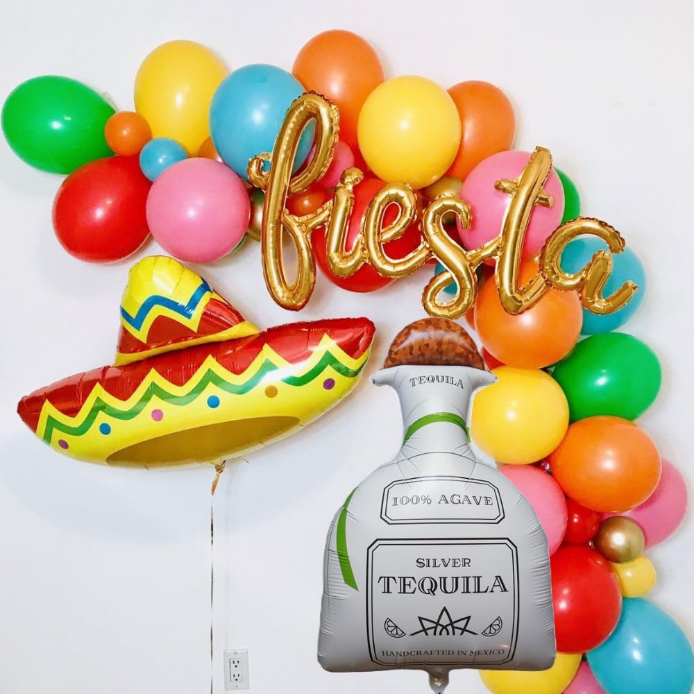 30&#x22; Tequila Bottle Foil Balloon (set of 1, straw included) Cinco de Mayo, Bachelorette Party Decorations, Reusable Inflatable Alcohol 21st Birthday