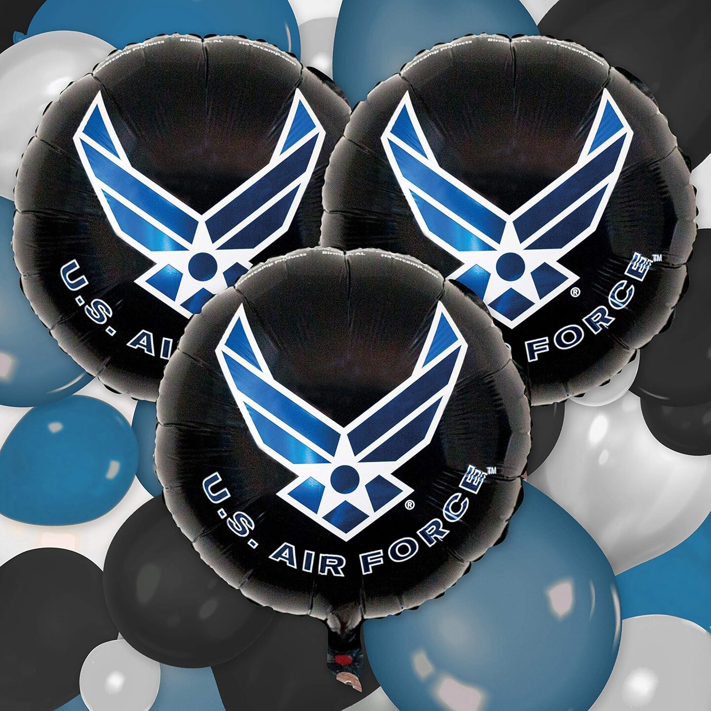 U.S. Air Force logo, 3-18&#x201D; Round Mylar Balloons. Officially Licensed with the U.S. Air Force!
