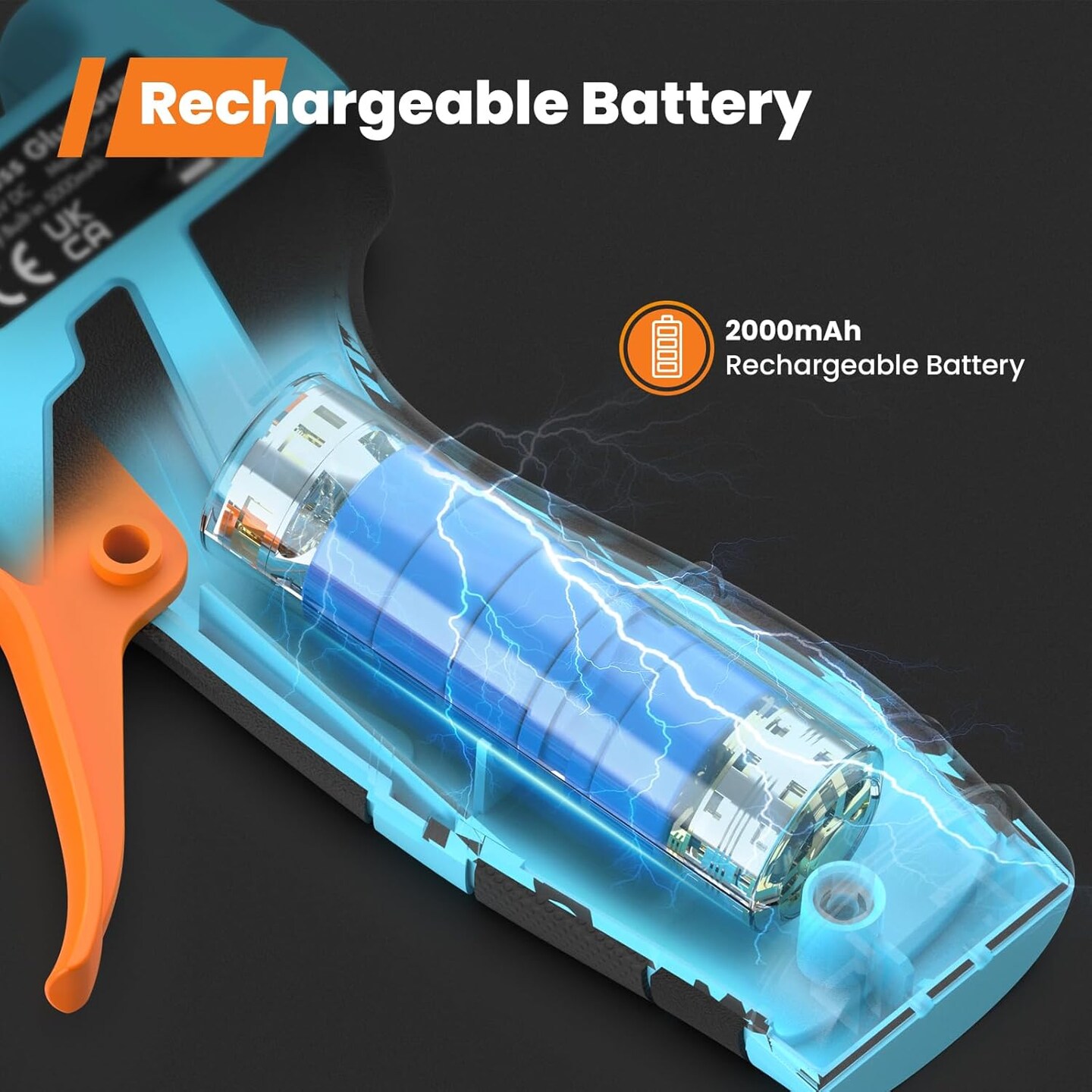 Cordless Hot Glue Gun, 15s Fast Preheating with 2Ah Built-in Battery Hot Melt Glue Gun, Smart Power-Off, Kit with 25 Pcs Premium Mini Glue Sticks and USB-C Charging Port