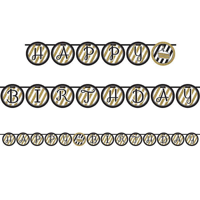 6 pc Bulk Black and Gold Ribbon Banners