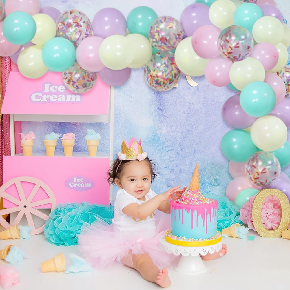 Sweet Ice Cream Party Balloon Arch Garland Pastel Macaron Popsicle Confetti Balloon Summer Ice Cream Theme Party Decor for Baby Bridal Shower Girl Ice Cream Bday Wedding Graduation Party Supplies