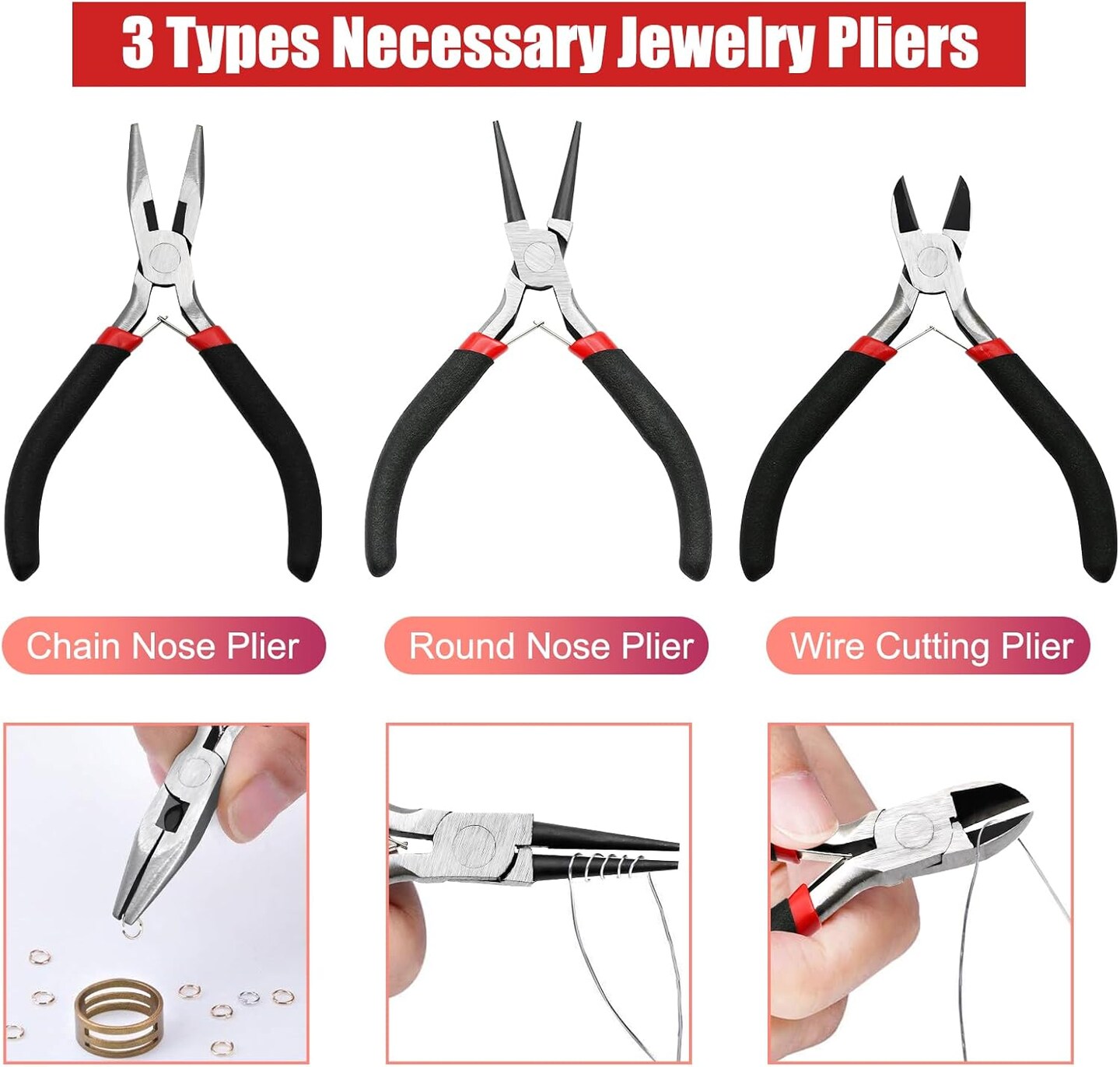 Jewelry Making Supplies Kit with Jewelry Pliers, Jewelry Wires and Jewelry Findings for DIY