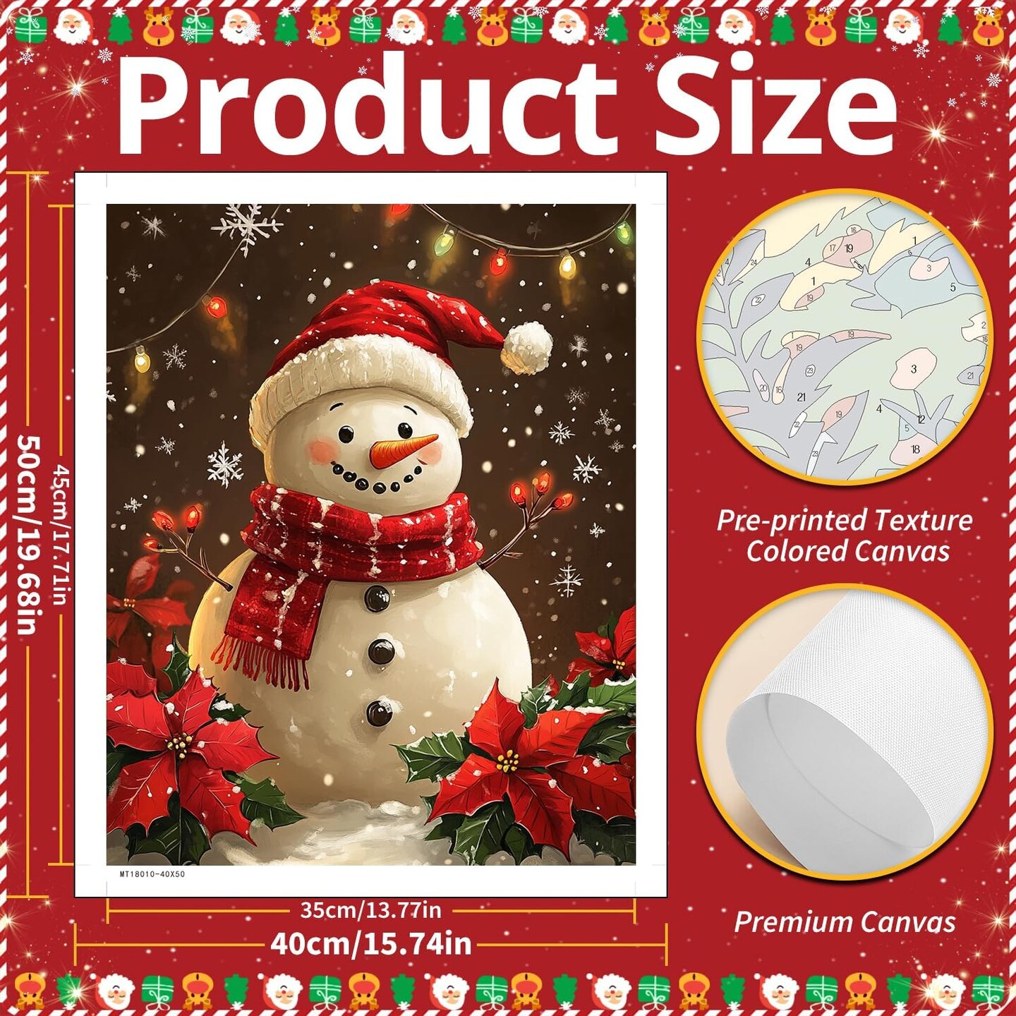 Christmas Paint by Numbers for Adult, Snowman Paint by Numbers Kit for Adults Beginners, DIY Christmas Acrylic Painting on Canvas for Home Wall Art Decor(16x20inch)
