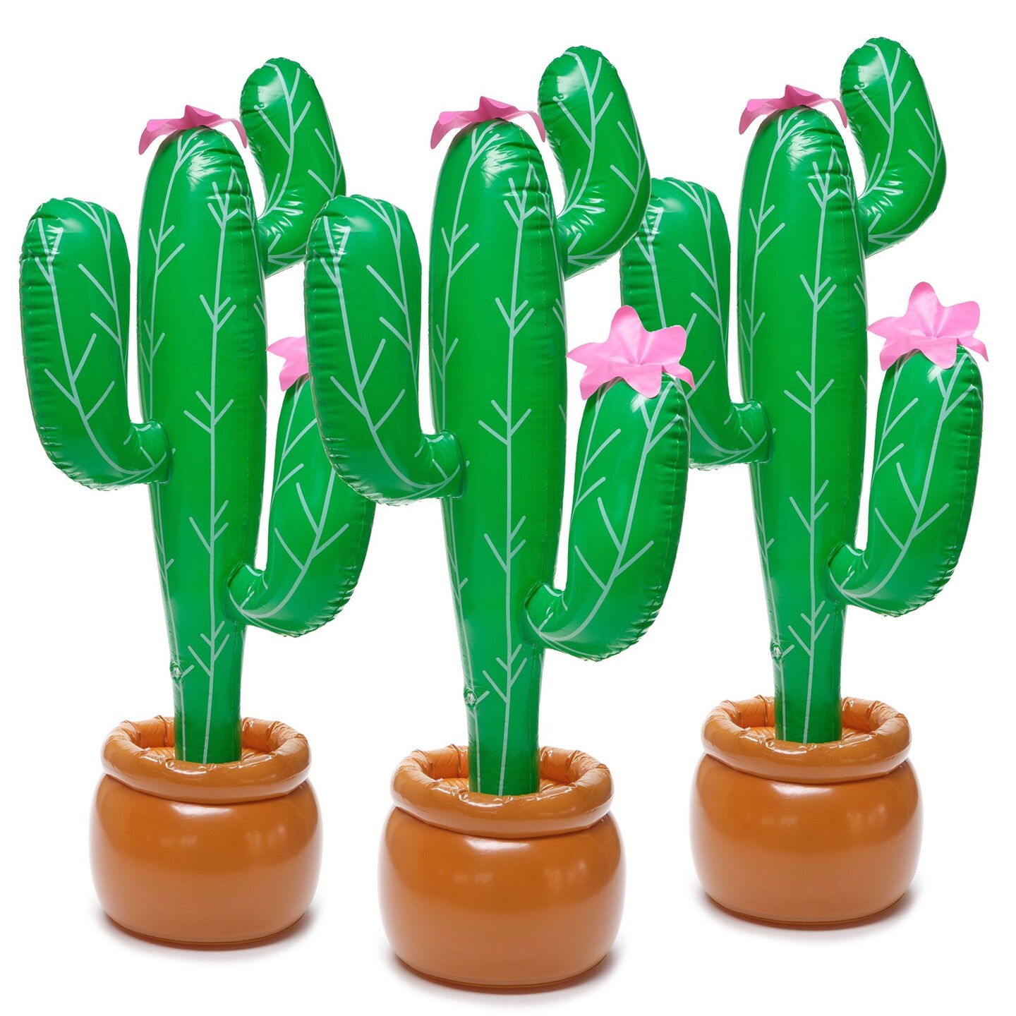 3 Pack 35 Inch Inflatable Cactus Set for Mexican Fiesta Party Decorations, Cinco de Mayo Supplies