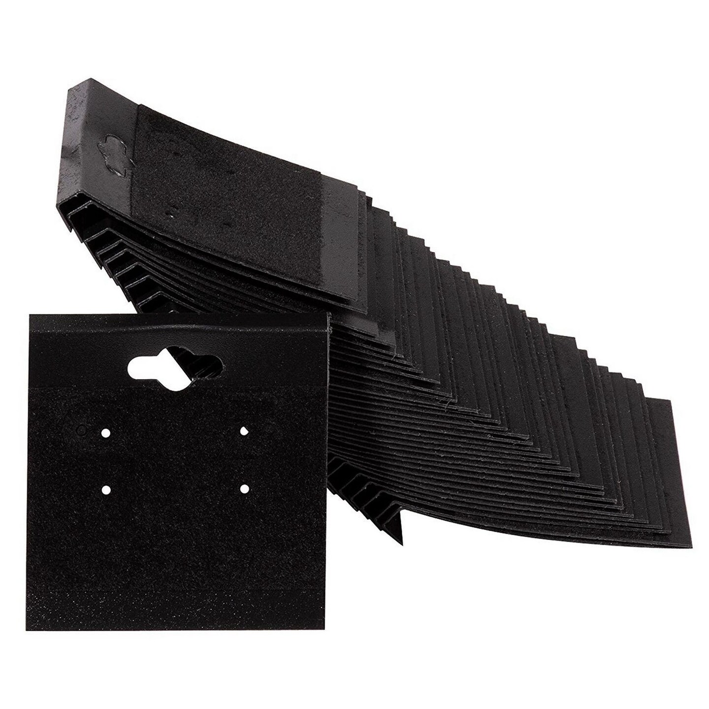 100 Pack Earring Cards - Jewelry Holder - Black Velvet Hanging Earrings, Ear Studs Display Card (2 x 2 Inch)