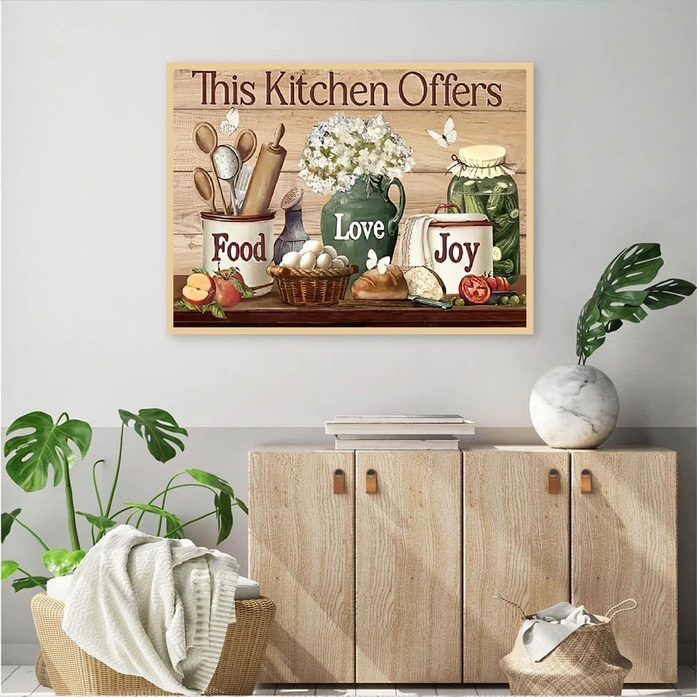 Kitchen Diamond Art Kits for Adults, Food Diamond Painting Kits for Adults Beginners, DIY 5D Diamond Painting with Round Gem Art Kits for Adults for Gift Home Wall Decor 12x16 Inch
