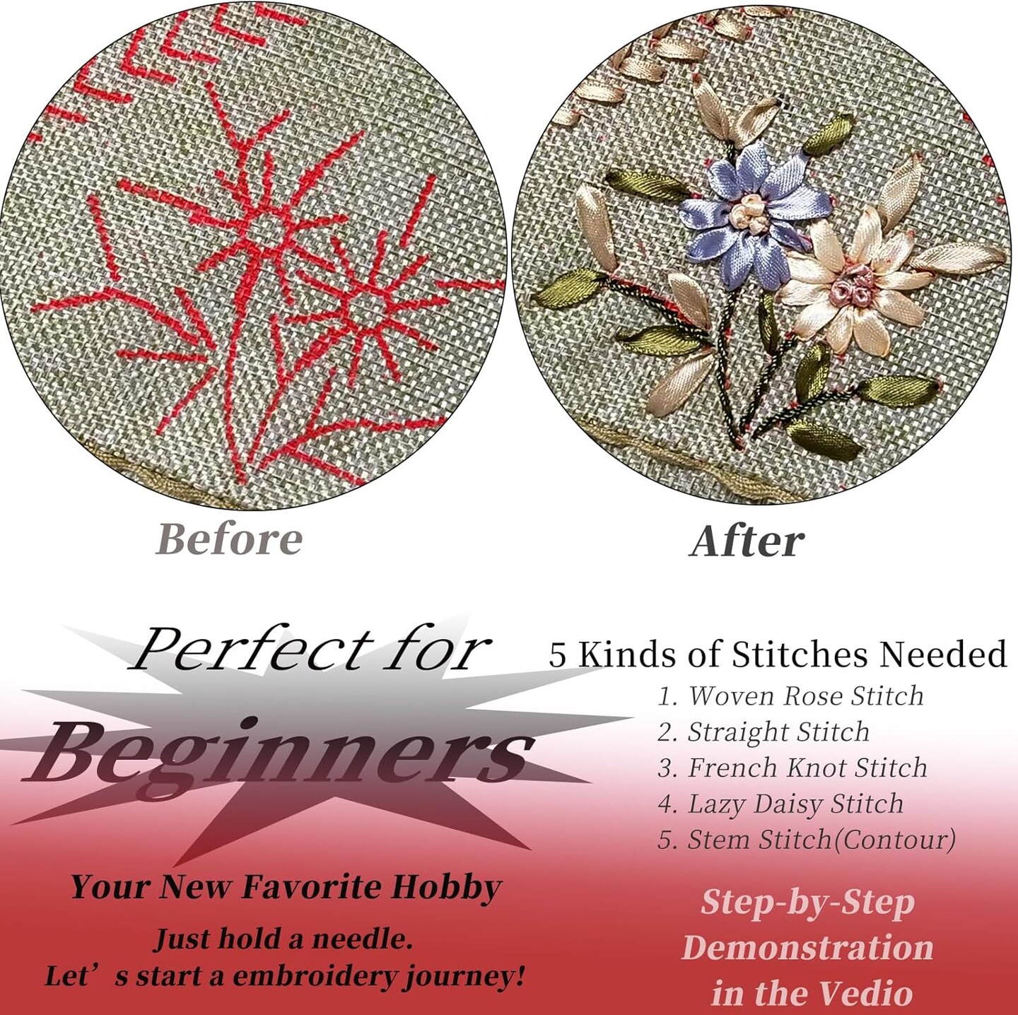 Crewel Ribbon Embroidery Kit