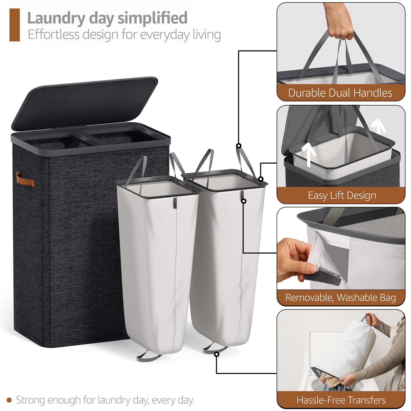 Sorbus Fabric Laundry Hamper - Collapsible Laundry Basket with Removable Laundry Bag