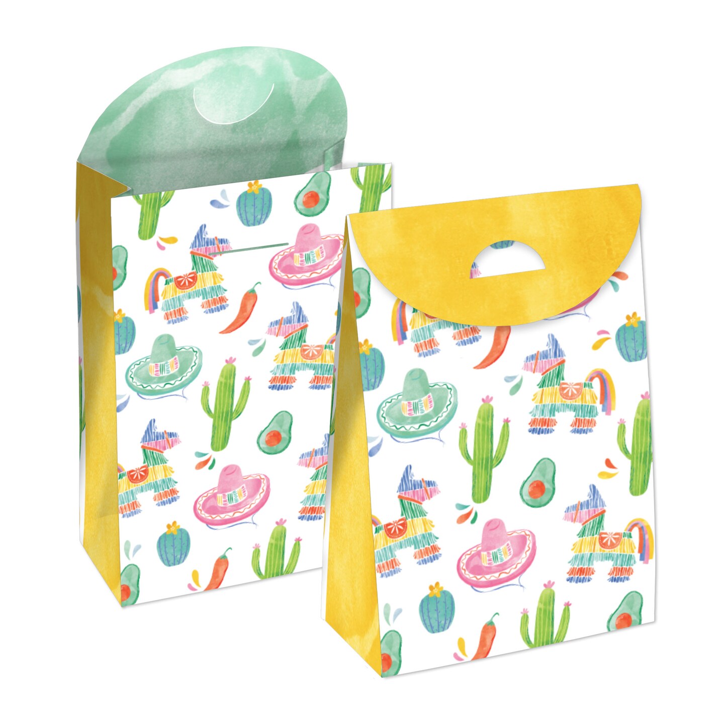 Big Dot of Happiness Fiesta Favor Boxes, Mexican Themed Party Decorations, Birthday Pinata Goodie Gift Bags - Set of 12