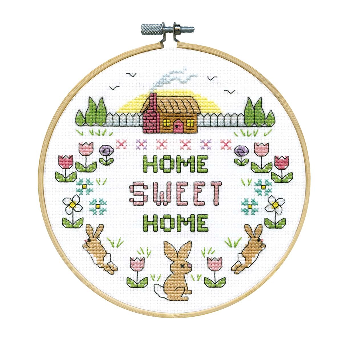 Design Works Home Sweet Home Bunny Hoop Counted Cross-Stitch Kit