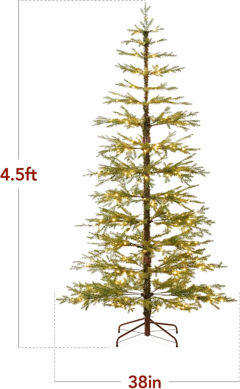 Pre-Lit Sparse Christmas Tree with White & Multicolor LED Lights (4.5FT)