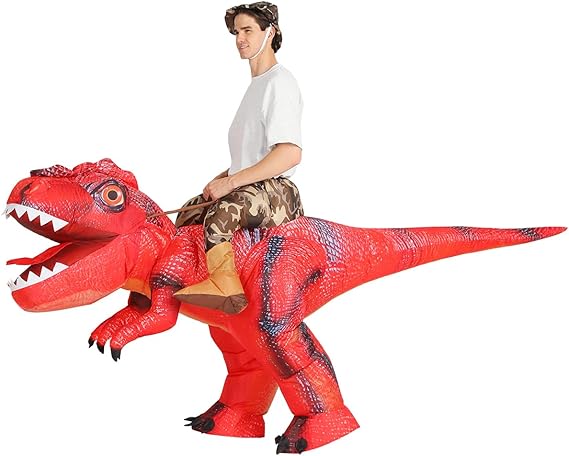 GOOSH Inflatable Dinosaur Costumes for Kids and Adults T Rex Blow Up Ride on Dino Outfits