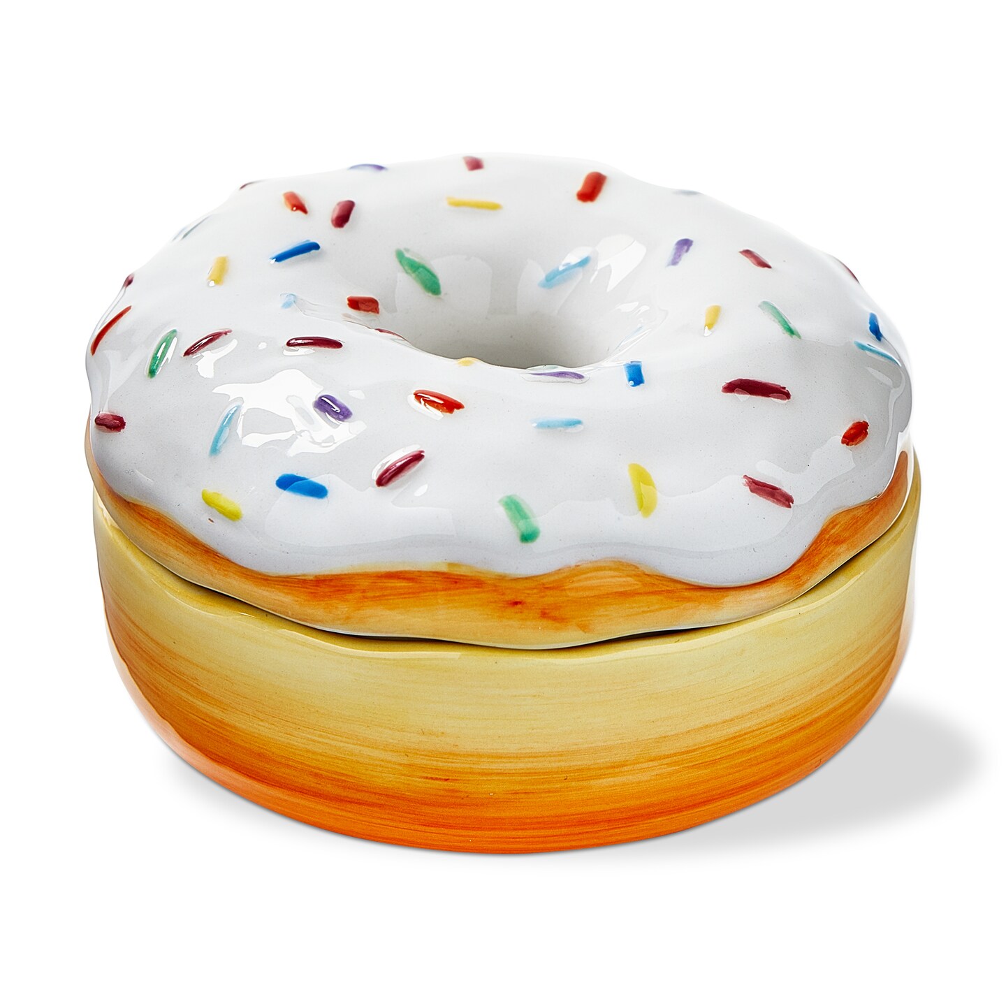 Sprinkle Donut Trinket Dish - White Decorative Tray, 4" x 4" x 2.5" - Everyday Use, Spot Clean