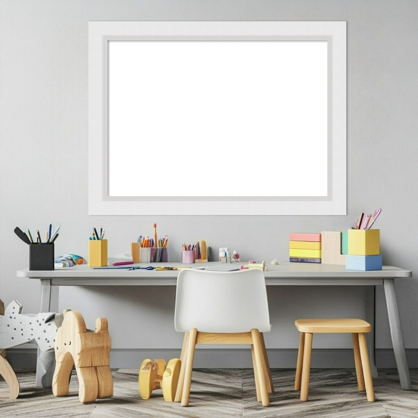 Blanco White Framed Dry Erase Magnetic Board