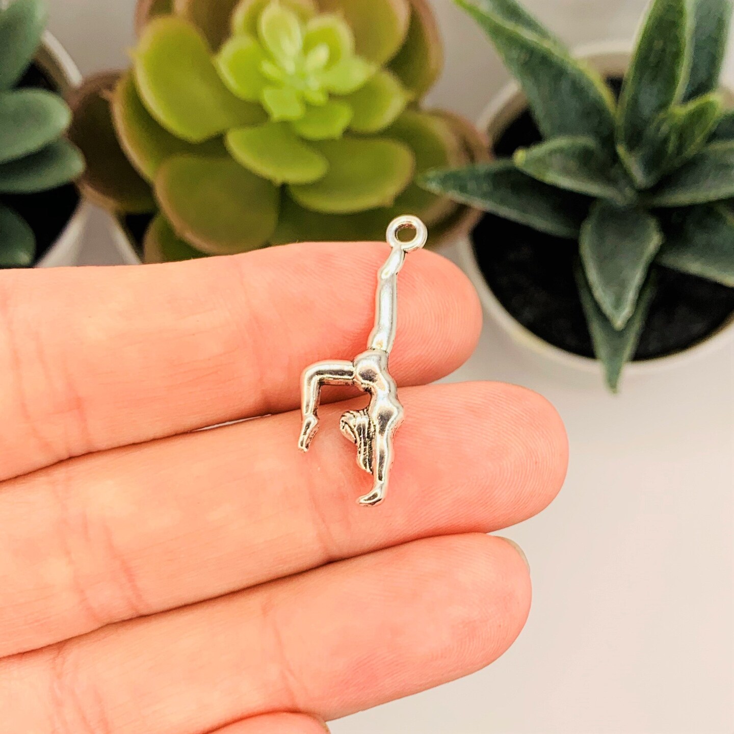 Antiqued Silver Gymnast Charms, 30x10mm