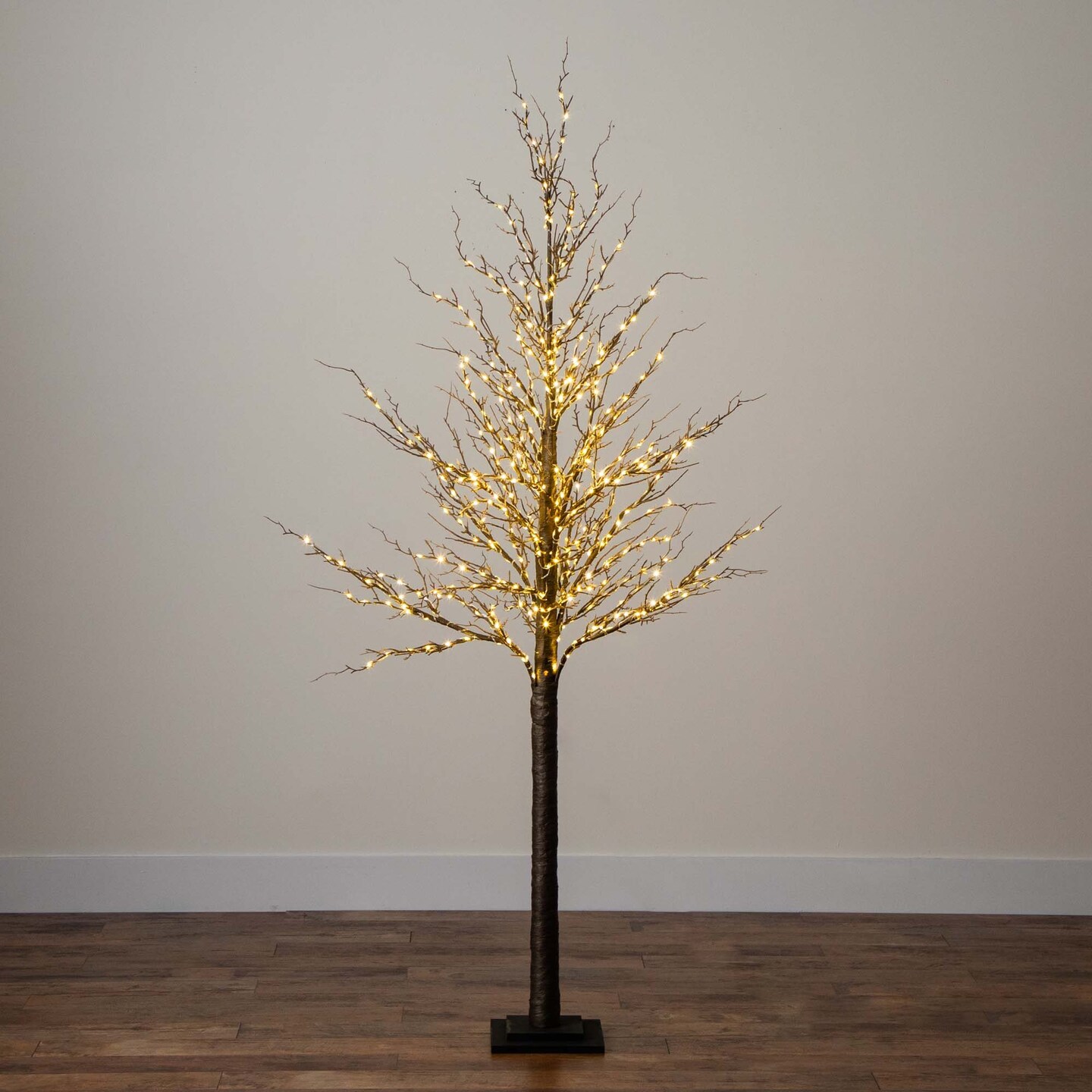 Nearly Natural Pre-Lit Brown Twig Artificial Christmas Tree - 6' - Warm White LED Lights