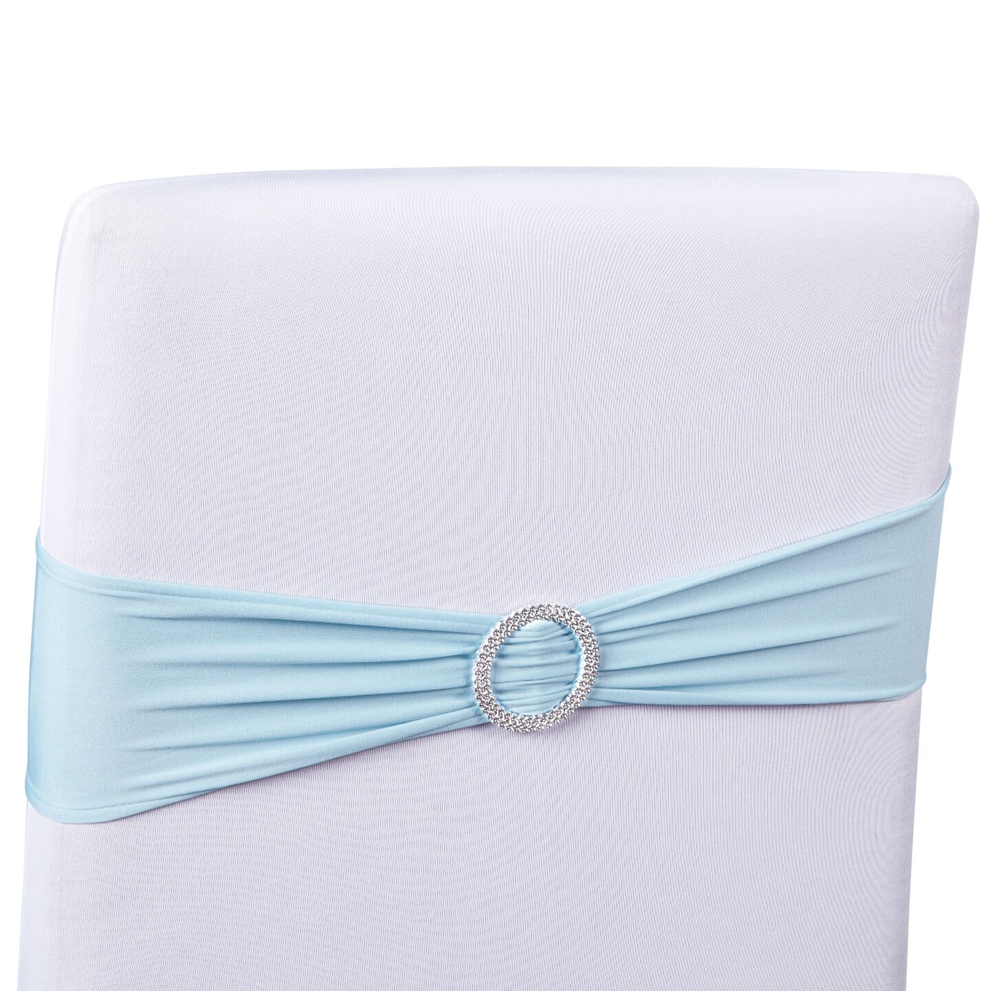 50 Pack Light Blue Chair Sashes for Wedding Reception, Baby Shower, Birthday Party, Fits 13.5-16.5 inch Chair Backs with Silver Buckles