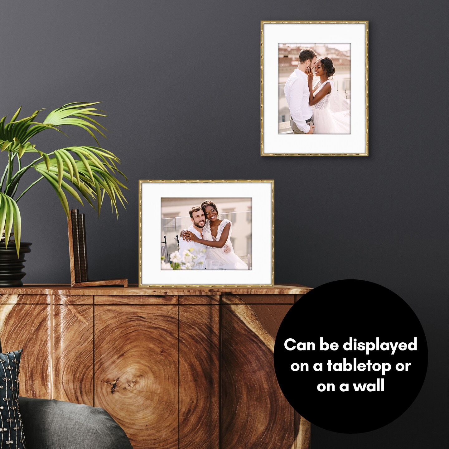 Americanflat Picture Frame with Bamboo-Style Molding - Bamboo Frame with Shatter-Resistant Glass and Mat - Elegant Gallery Style Frames for Tabletop or Wall Display