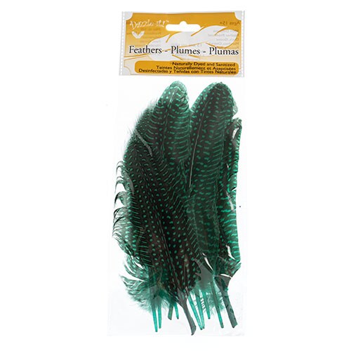 John Bead 6-9in Guinea Fowl Quill Feathers, 3 Headers (10ct.)