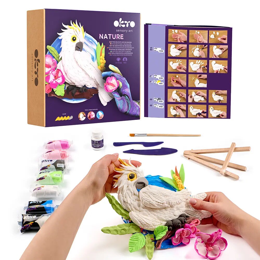 OKTO DIY 3D Creative Air Dry Clay Set Nature "Nature" Сockatoo