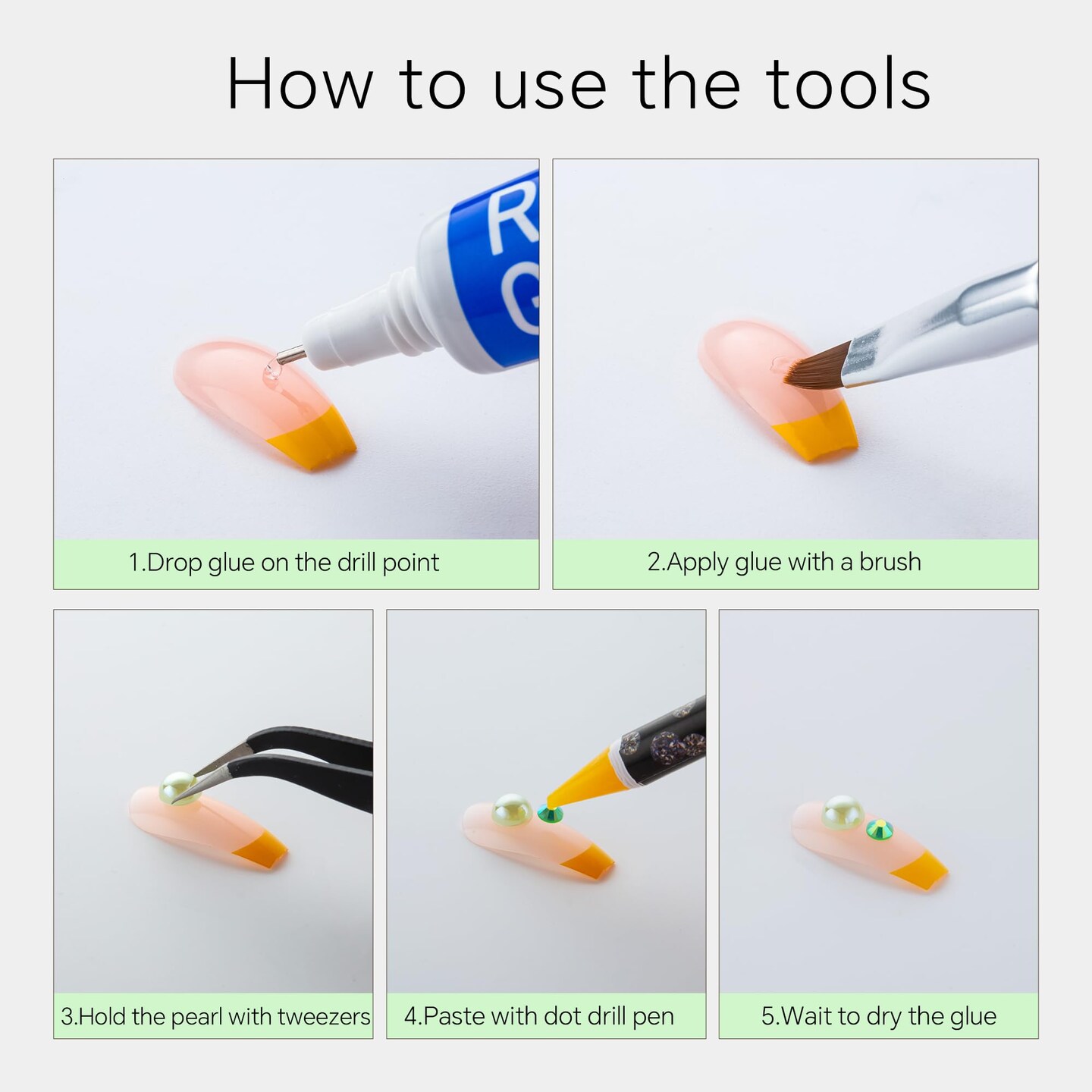 60g Cyan Green Flat Back Pearls Rhinestones for Crafts Mixed Size 3mm-10mm AB Color Round Half Pearls Flatback Pearl Beads and Resin Rhinestones Set for Face Art with Glue