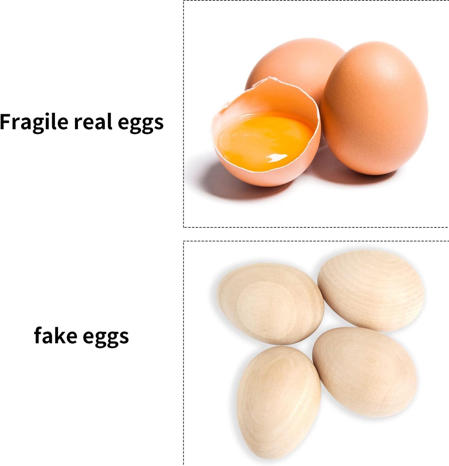 aster Wooden Eggs,8 Pcs Smooth Natural Unfinished Wood Fake Egg for Easter Craft