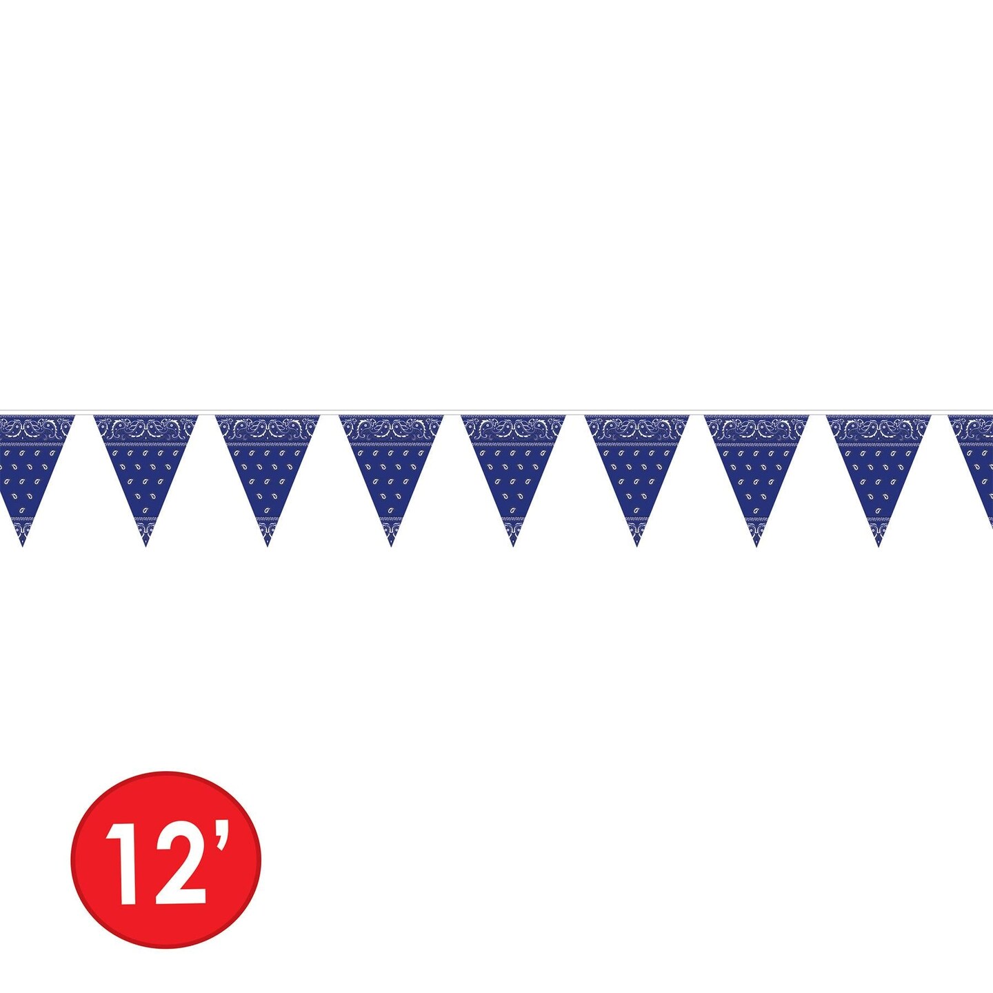 12 Pack Beistle Blue Bandana Party Pennant Banner