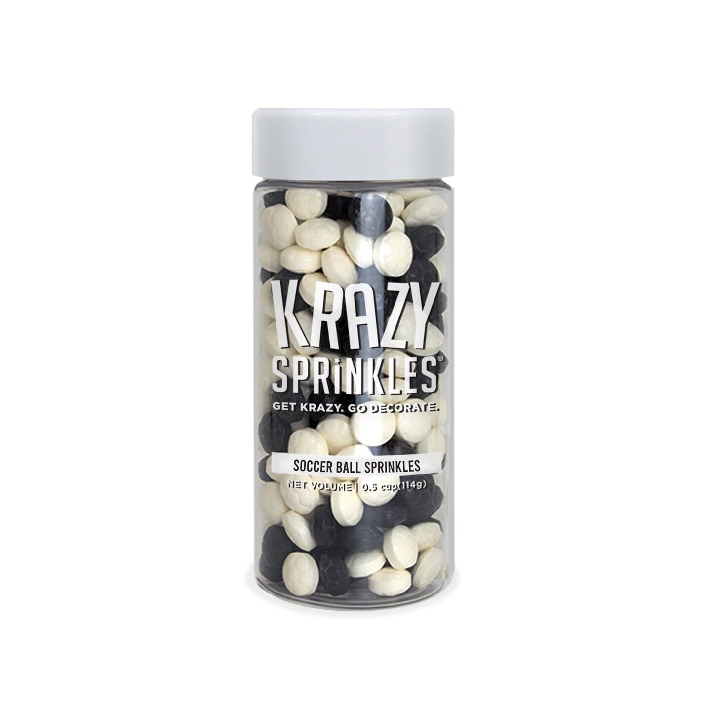 Krazy Sprinkles - Soccer Balls (1/2 Cup, 1x Jar) for Cakes, Ice Cream &#x26; Cookies