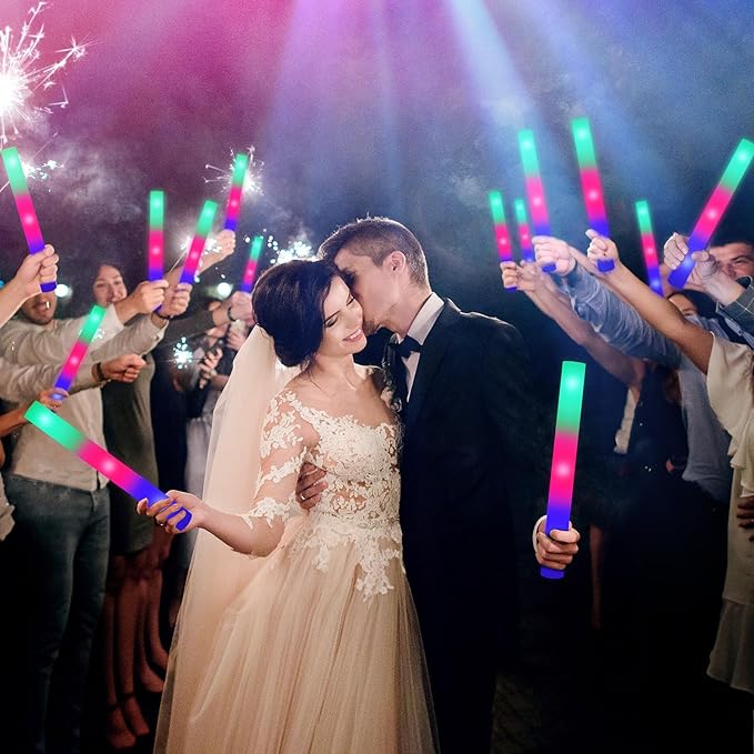 44 PCS Foam Glow Sticks with 3 Modes Colorful Flashing, Glow Sticks Party Pack, Glow in Dark Party Supplies, foam Glow Sticks Bulk for Wedding, Raves, Concert, Party, Halloween Party,4th of July