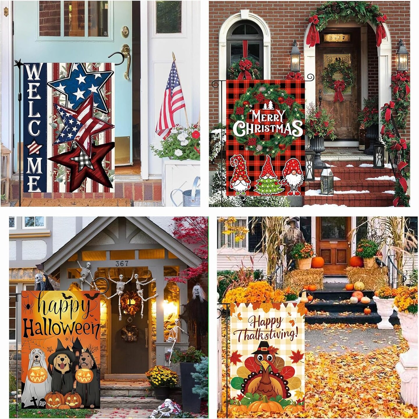 Seasonal Garden Flags Set of 12, Double Sided12x18 Inch Yard Flags, Garden Flags for Outside