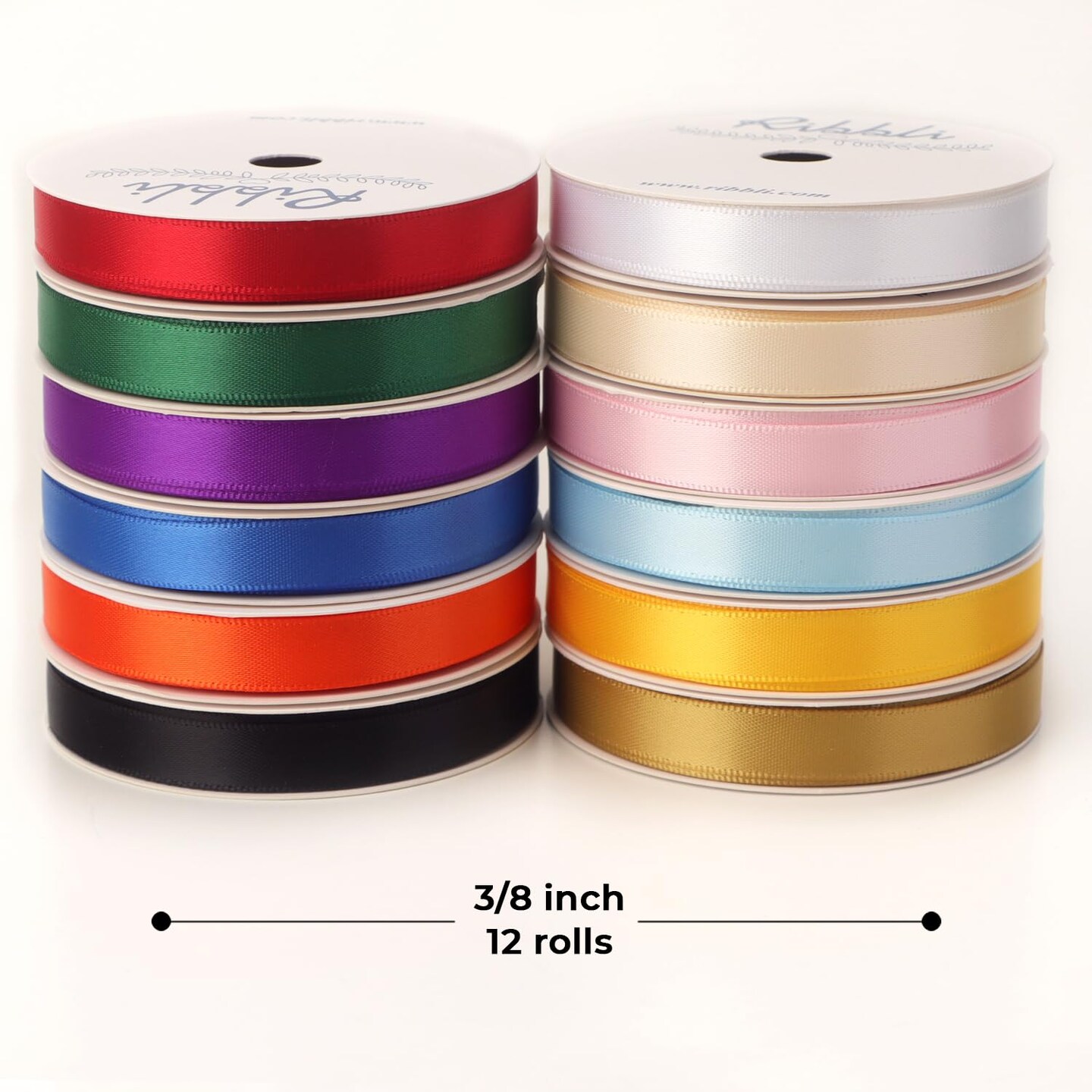 Rainbow Satin Ribbon 3/8 Inch x 12 Rolls Total 60 Yards- Colorful Ribbon for Gift Wrapping Craft Party Decoration Baby Shower Wedding