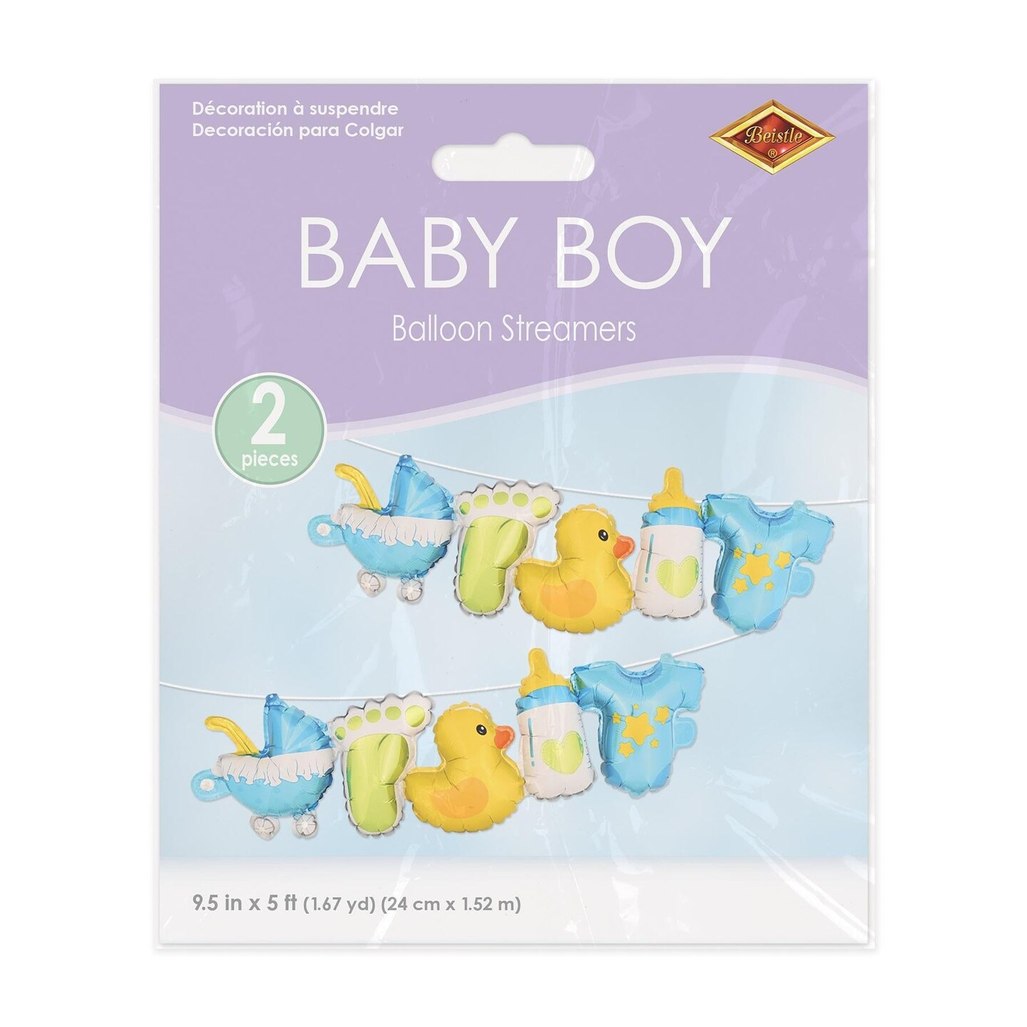 6 Pack Beistle Baby Boy Balloon Streamers