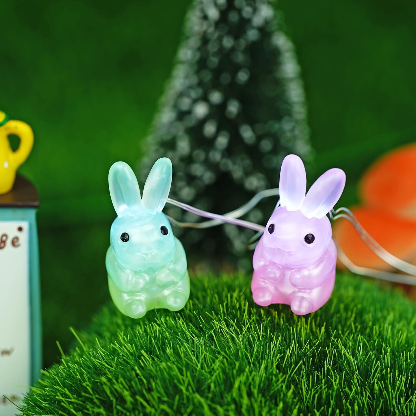3D Bunny Easter Lights String, 10 ft 30 LEDs Colorful Rabbit Battery Operated String Lights with Remote &Timer, Easter Decorations Indoor, Fairy Lights for Spring Window Easter Decor