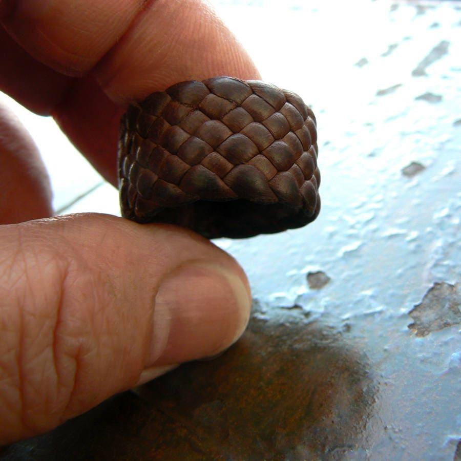 His Hers Rings Set, 2 Braided Leather Rings, Men's Women's Woven Wedding Bands, Couples Vow Renewal 3rd Leather Anniversary, No Metal KAMA product 7